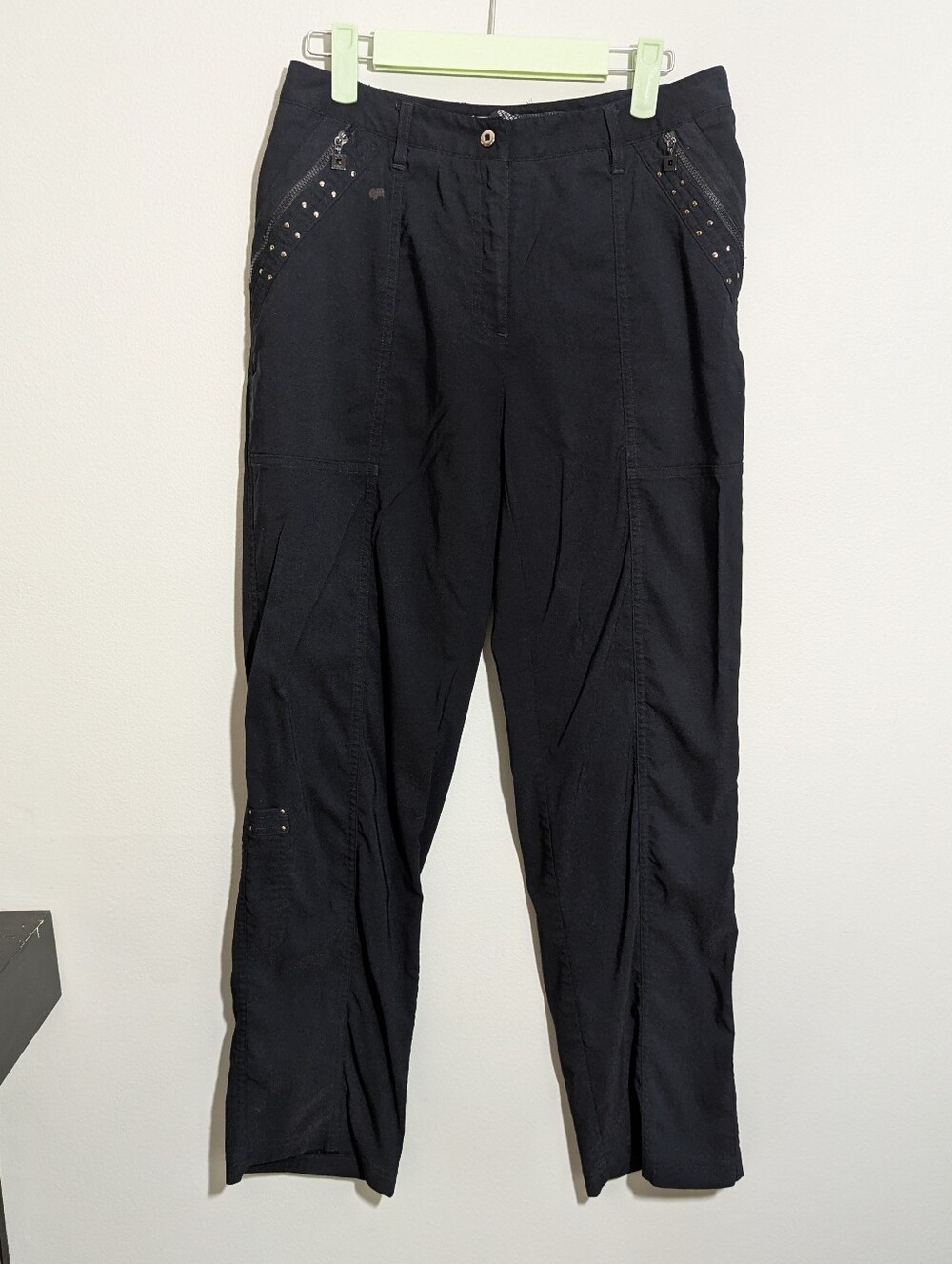 Jamie Sadock Sunsense Studded Golf Pants Womens 4 Black Y2K Techwear Rayon FLAW